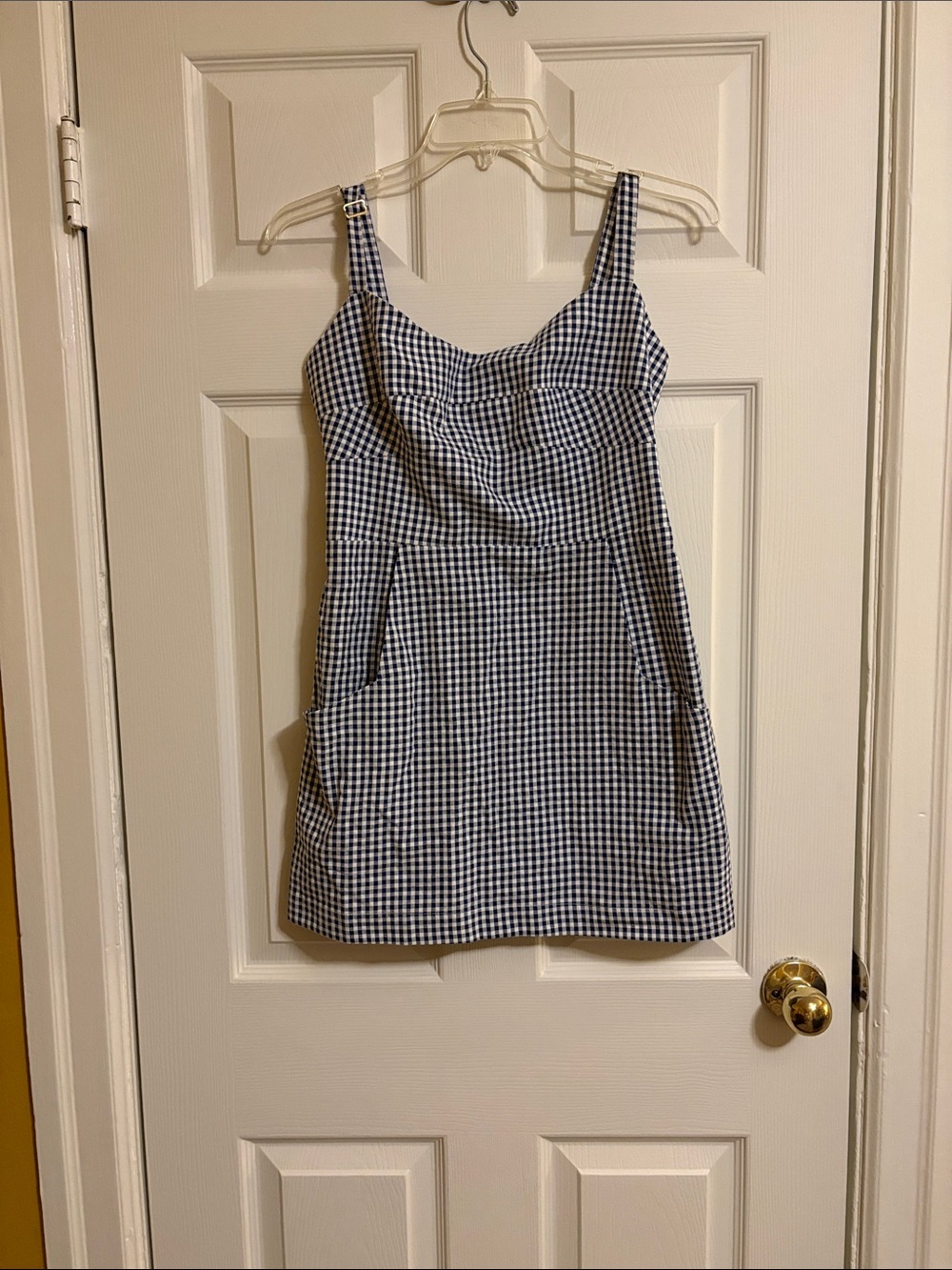 Show Me Your MuMu Blue and White Gingham Mini Dress/ tunic (very short)